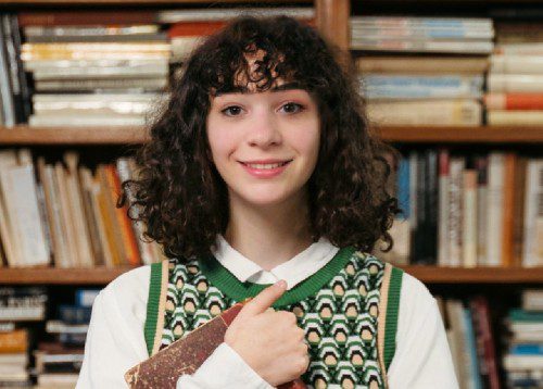 Female student in library