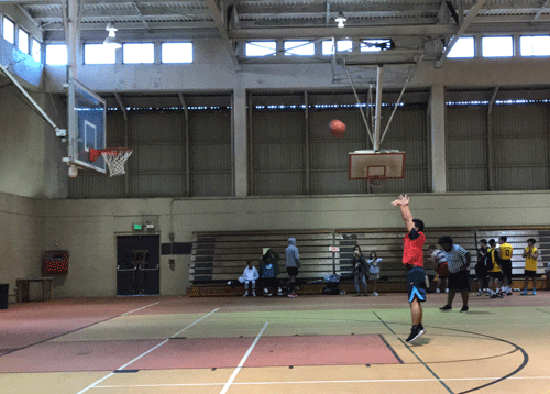 Basketball player shooting a free throw