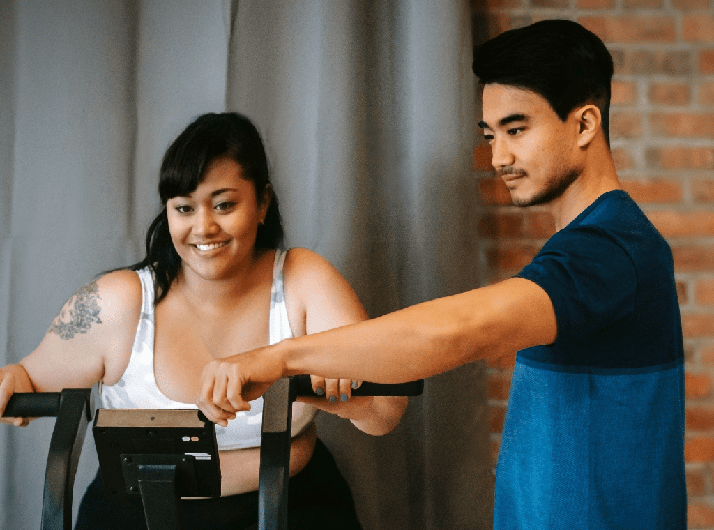 Physical therapist and client