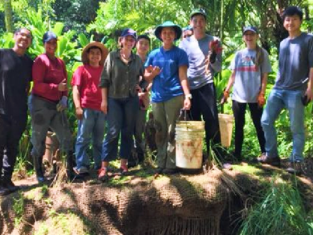 STEM students working outdoors