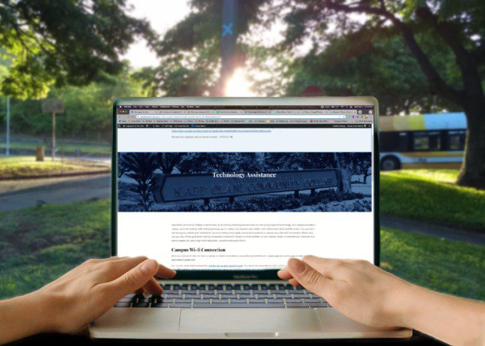 Laptop showing campus website