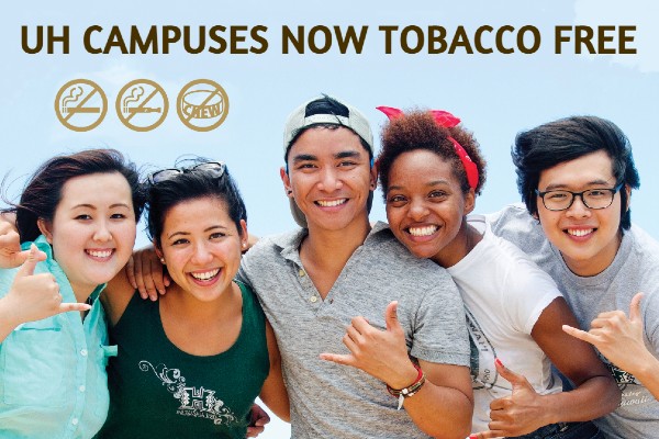 Anti-Smoking message with five students