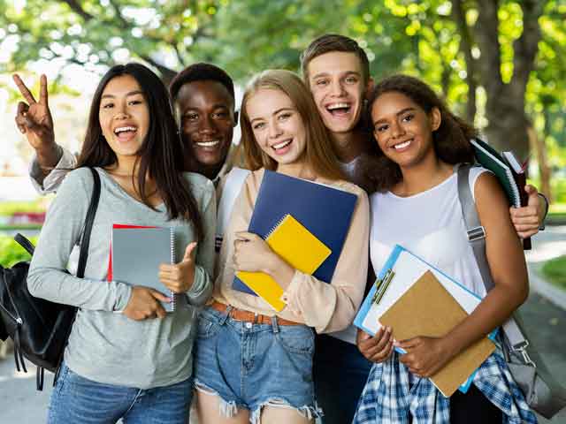 College students huddle